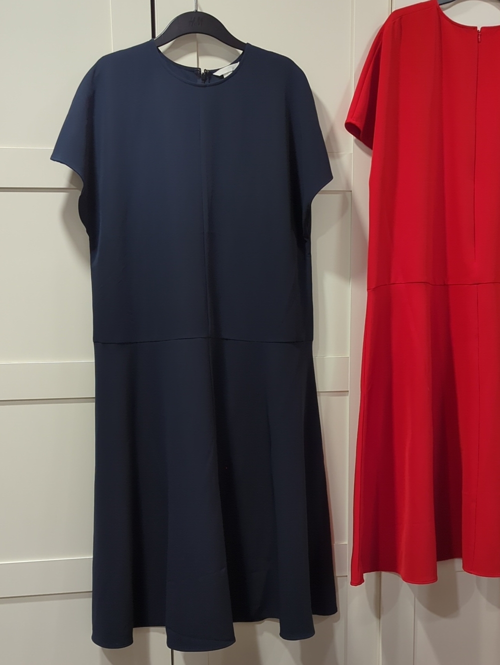 NWT🔖 H&M XL Navy Short-Sleeve Fit-and-Flare Dress